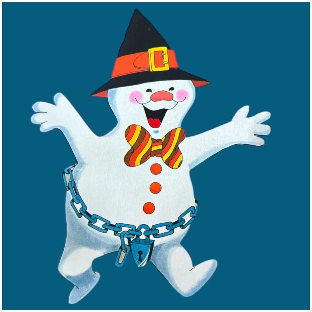 Vintage Halloween Ghost Die-Cut Witch Hat Chain Belt Decoration 13" Cute!